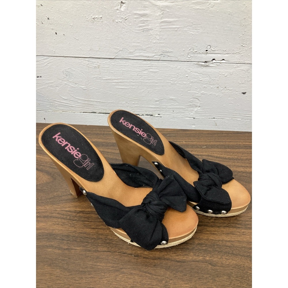 Kensie girl black Tan high heels with bow Women's Shoes SZ 8 B